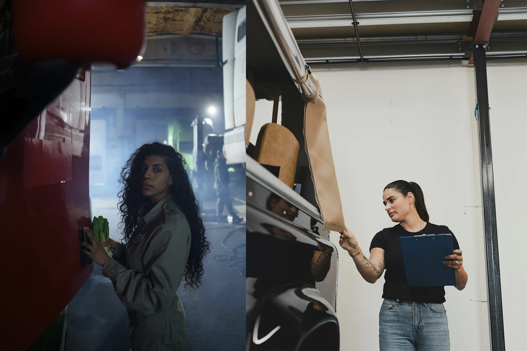 students are working on car