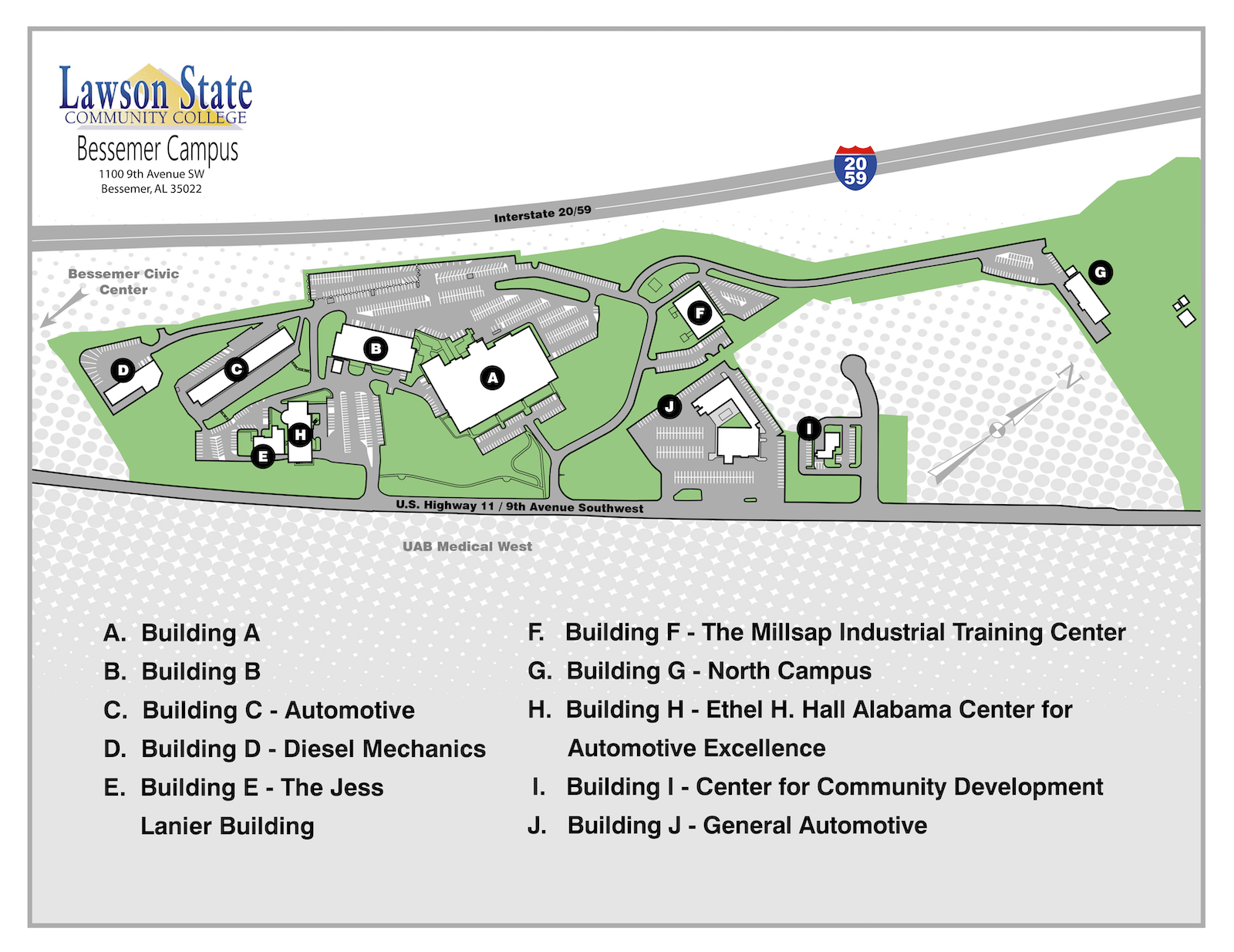 Map of Bessemer Campus
