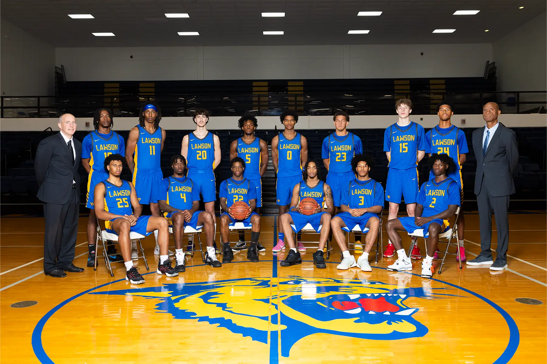 LSCC basketball team sitting on chair