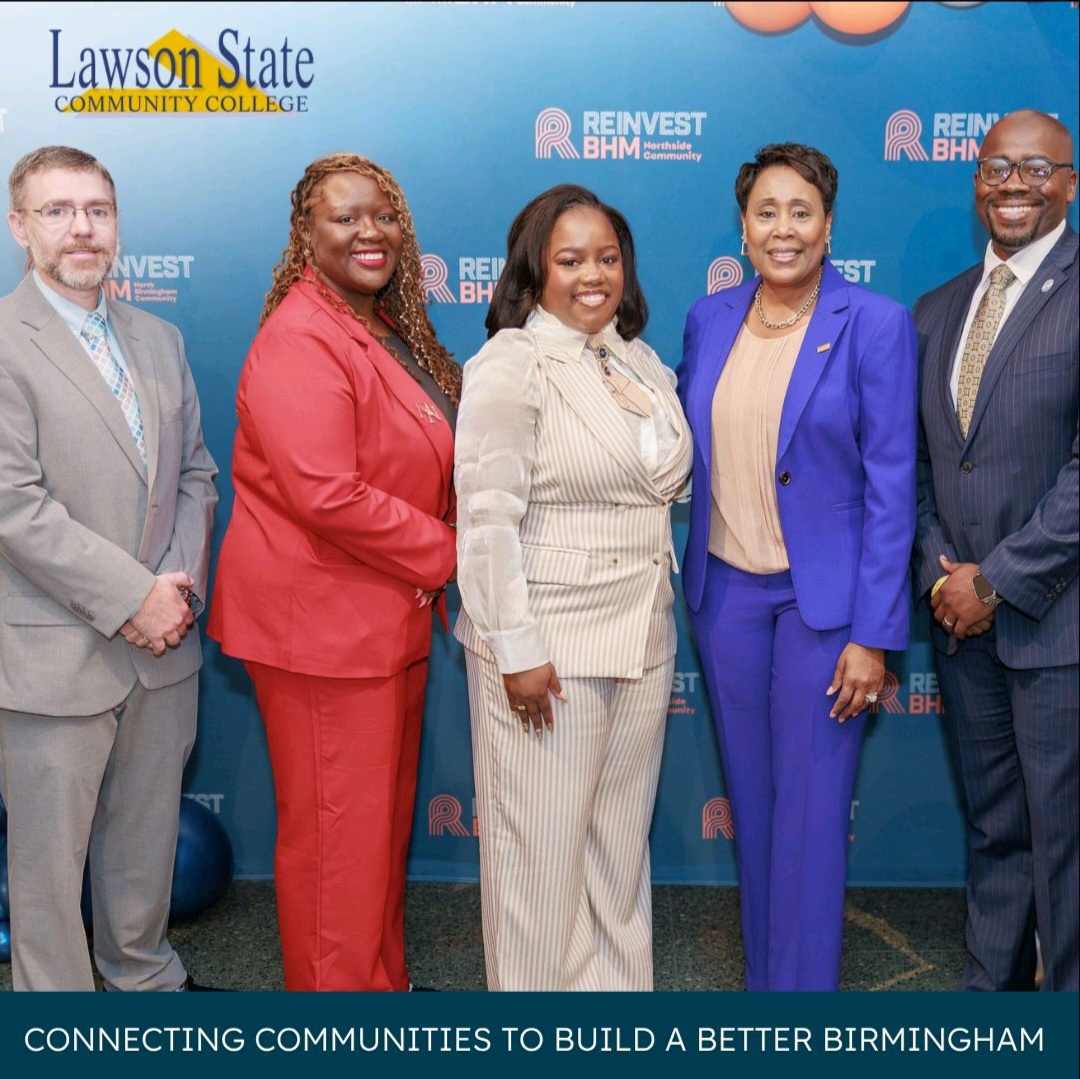 Lawson State leaders with Reinvest Birmingham staff at the City Hall press conference